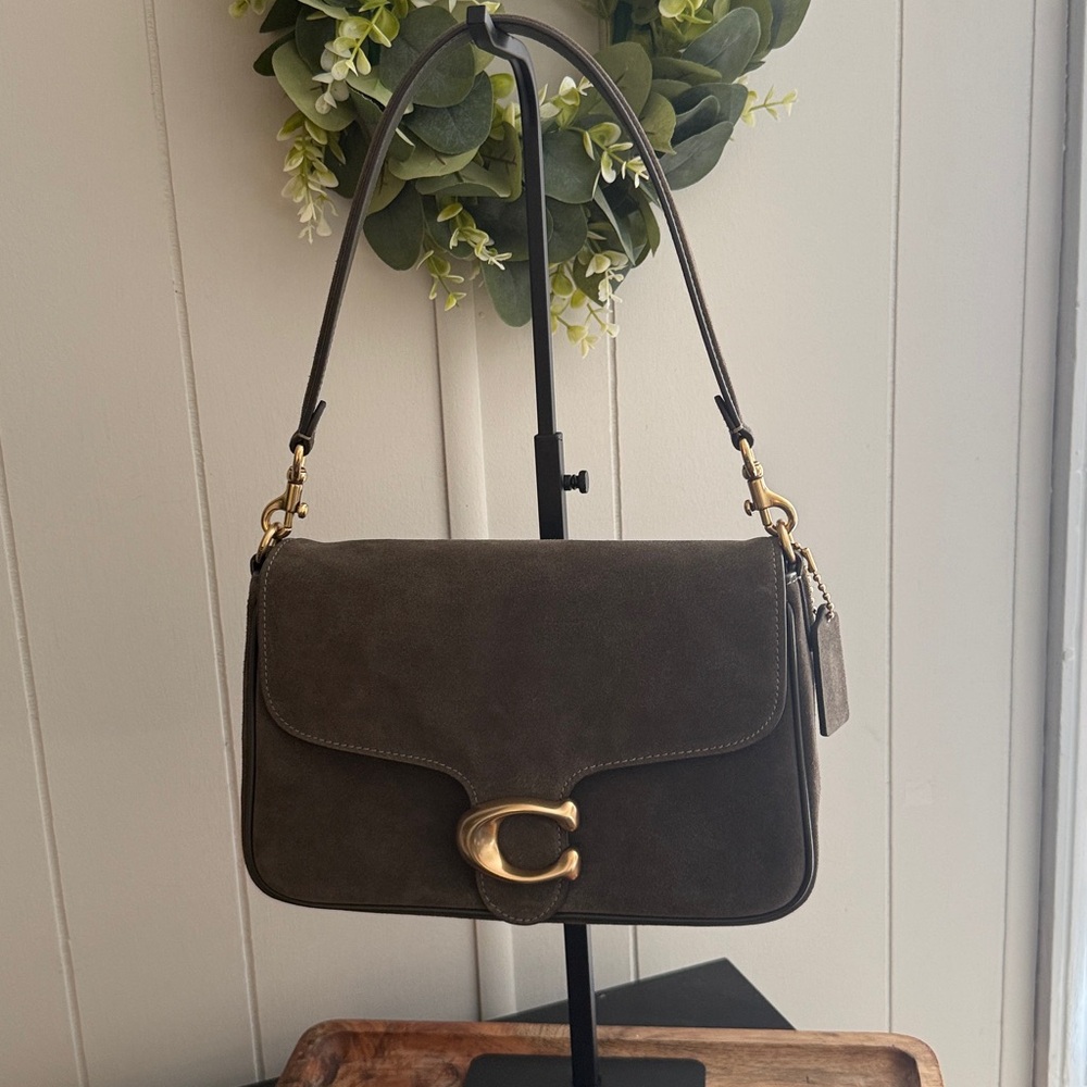 Coach Tabby Shoulder Bag Olive Green Suede - Picture 3 of 6